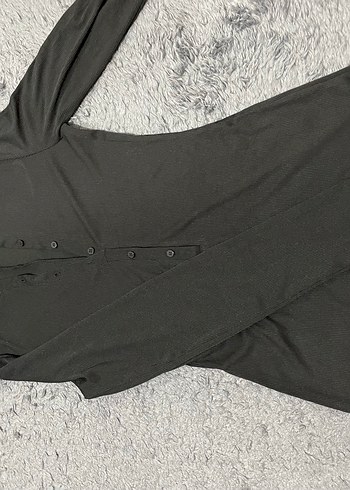 Siyah Mini Kadın Tulum V Yaka Uzun Kollu - Görsel 3