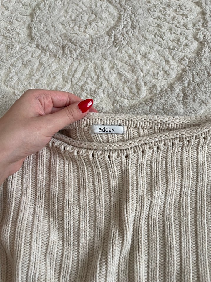 Bej Kadın Örgü Crop Kazak - Görsel 2