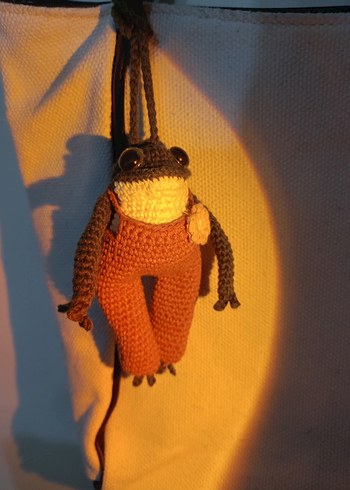 Renkli Örgü Kurbağa Çanta Charm Anahtarlık - Görsel 4