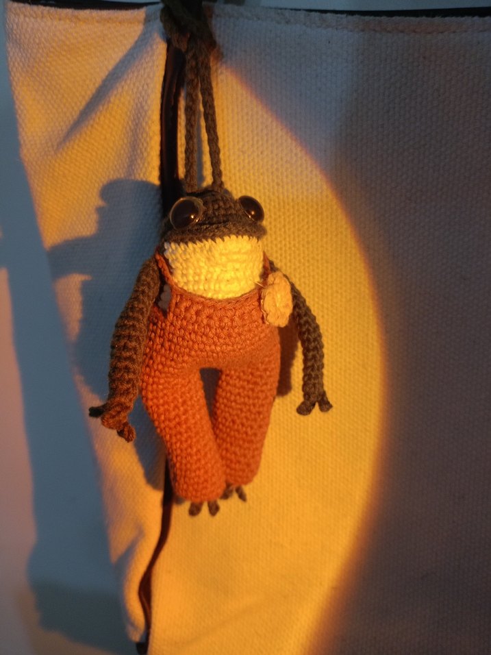 Renkli Örgü Kurbağa Çanta Charm Anahtarlık - Görsel 4