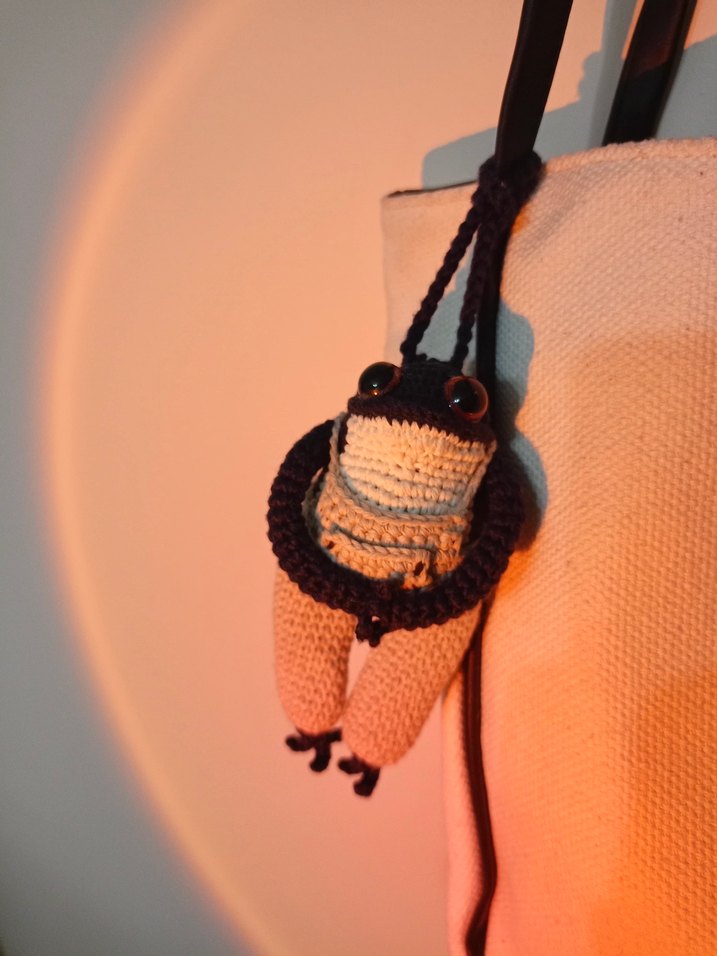 Renkli Örgü Kurbağa Çanta Charm Anahtarlık - Görsel 3