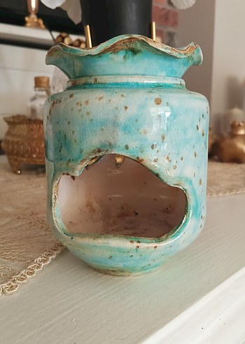 Turkuaz Renkli Seramik Mumluk - Görsel 2