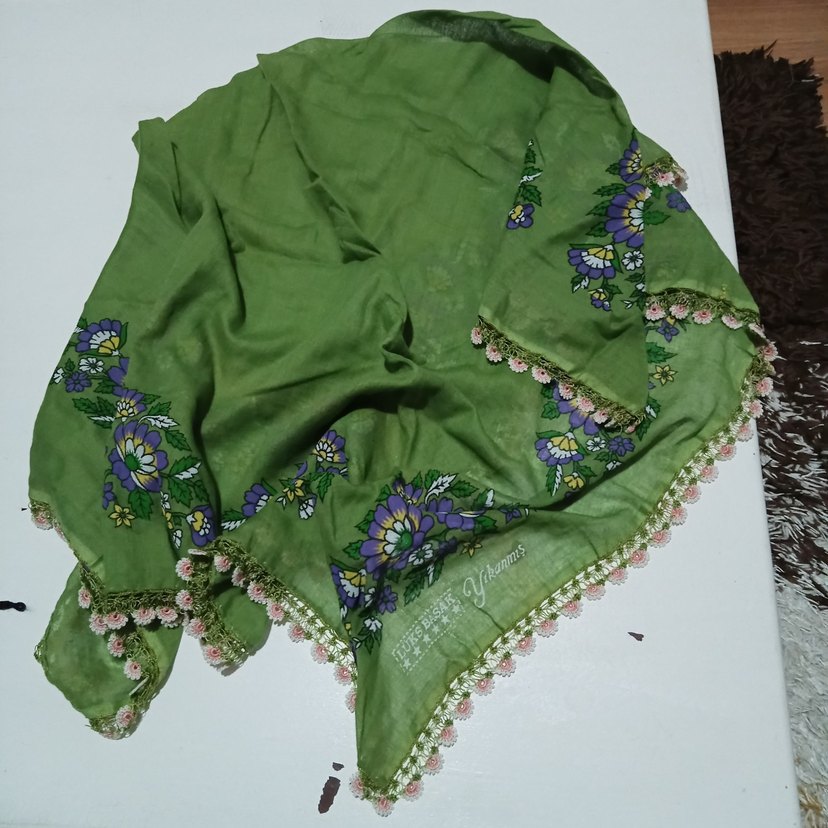 Dantel Detaylı Yeşil Bohem Kadın Fuları - Görsel 2