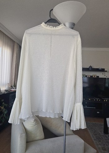 Şifon ekru renk bluz H&M marka