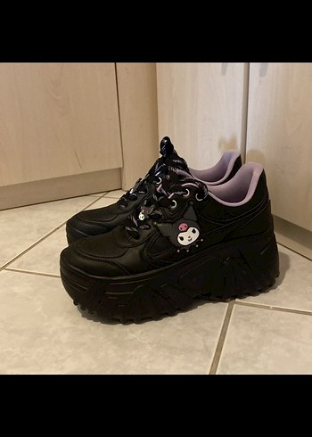 kuromi ayakkabı Siyah Gotik Platform Spor Kadın Spor Ayakkabı