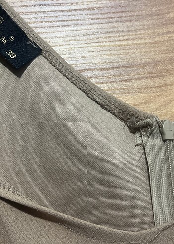 xs Beden camel Renk Boncuk İşlemeli Bej Uzun Hamile Tuniği