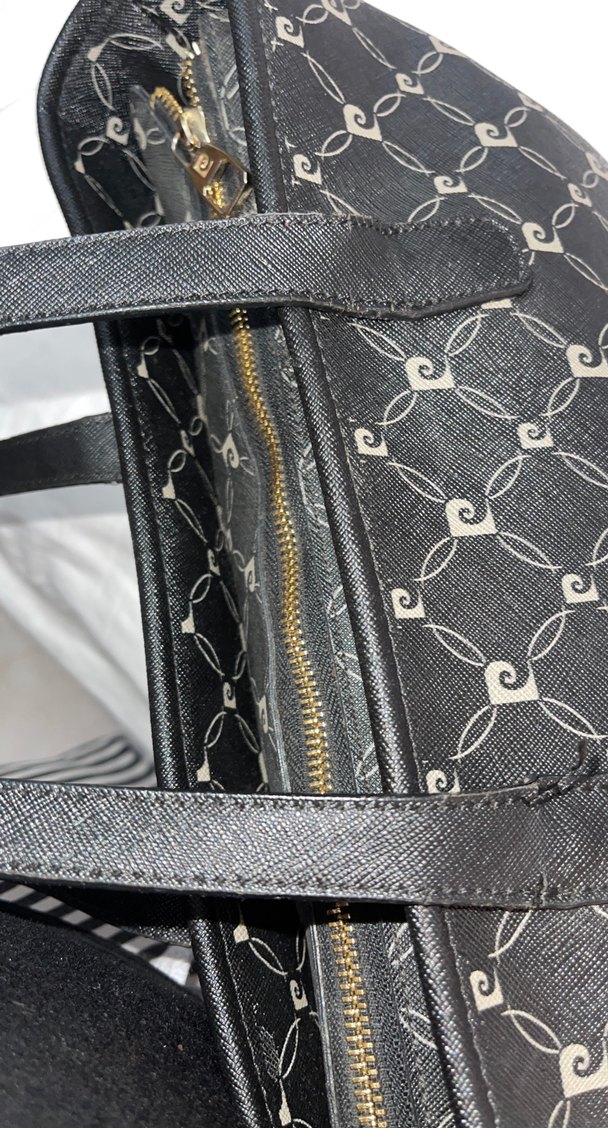 Gri Desenli Siyah Deri Kadın El Çantası - Görsel 3