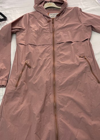 Kadın pudra Pembe Uzun yağmurluk - Görsel 3