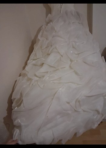 Beyaz Straplez Prenses Gelinlik - Görsel 7