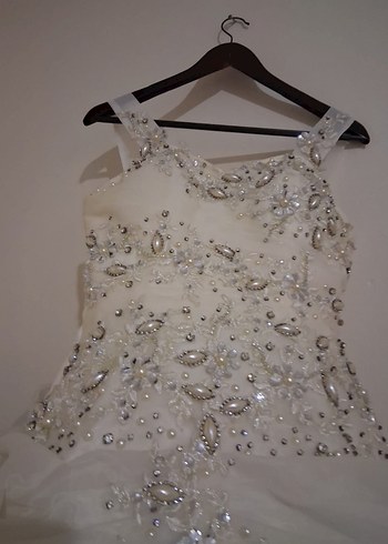 Beyaz Straplez Prenses Gelinlik - Görsel 11