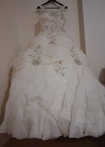 Beyaz Straplez Prenses Gelinlik - Görsel 2