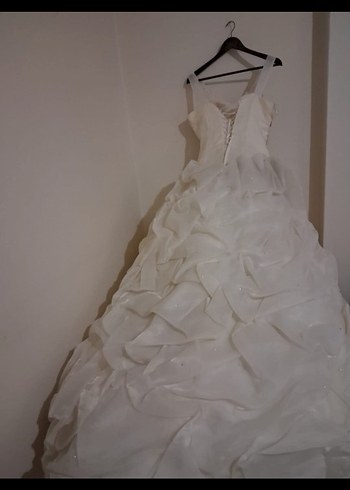 Beyaz Straplez Prenses Gelinlik - Görsel 9