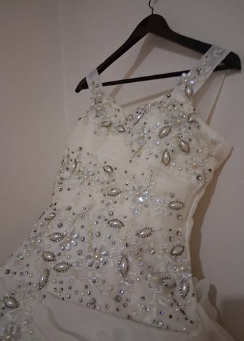 Beyaz Straplez Prenses Gelinlik - Görsel 5