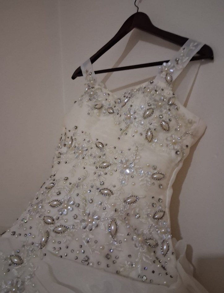 Beyaz Straplez Prenses Gelinlik - Görsel 5