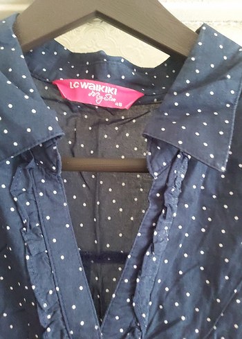 Düğmeli Uzun Kollu Mavi Denim Gömlek - Görsel 4