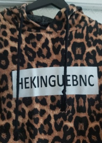 Kahverengi Leopar Desenli Kapüşonlu Sweatshirt - Görsel 4