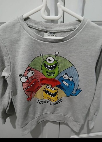 4 Yaş Beden gri Renk Gri Baskılı Uzun Kollu Sweatshirt