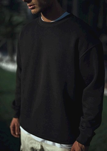 s/m Beden siyah Renk Siyah Oversize Erkek Sweatshirt
