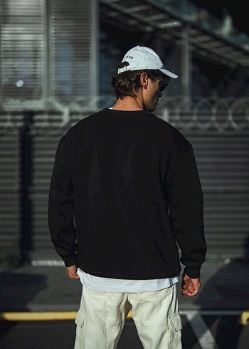Diğer Siyah Oversize Erkek Sweatshirt