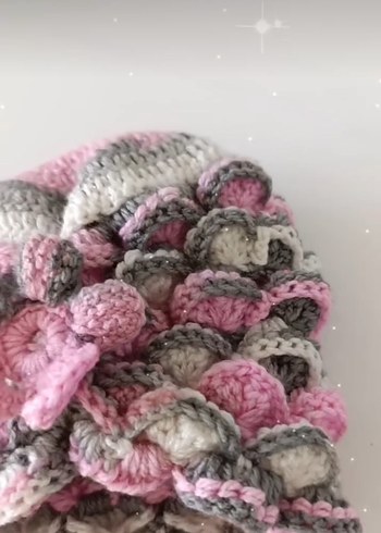 Gri Pembe Örgü Bohem Çocuk  Bere - Görsel 2