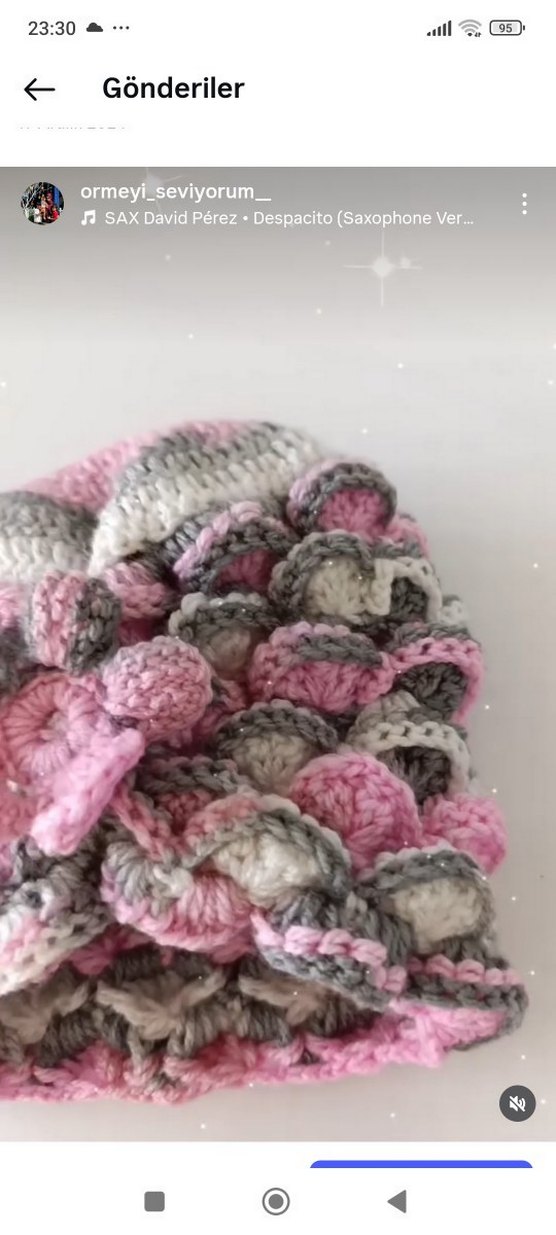 Gri Pembe Örgü Bohem Çocuk  Bere - Görsel 2