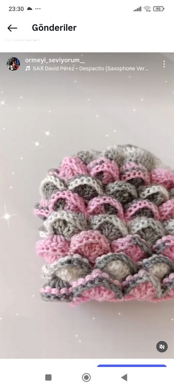 Gri Pembe Örgü Bohem Çocuk  Bere - Görsel 4