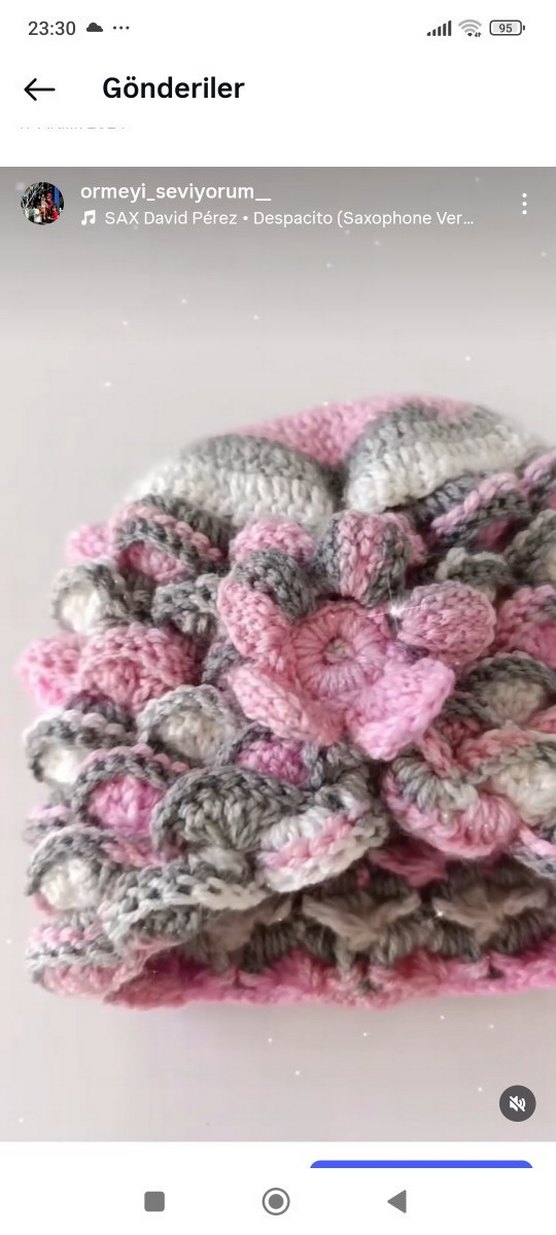 Gri Pembe Örgü Bohem Çocuk  Bere - Görsel 3