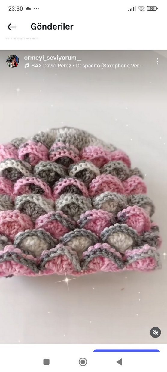 Gri Pembe Örgü Bohem Çocuk  Bere - Görsel 5