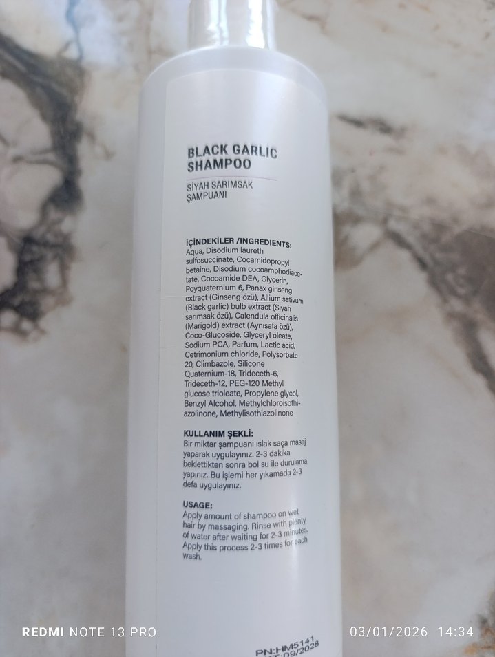 Hommy Siyah Sarımsak Şampuanı 400 ml - Görsel 3