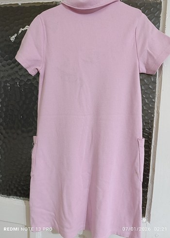 Kız Çocuk Pembe Polo Yaka Tişört Elbise - Görsel 5
