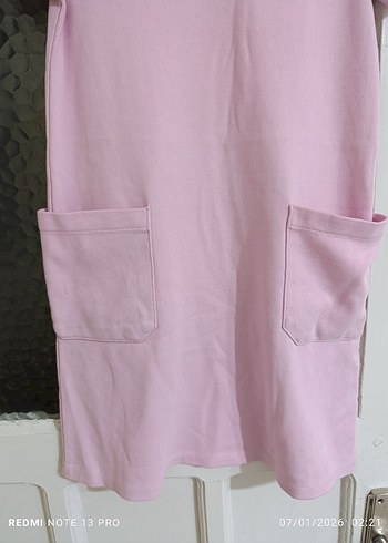 Kız Çocuk Pembe Polo Yaka Tişört Elbise - Görsel 4