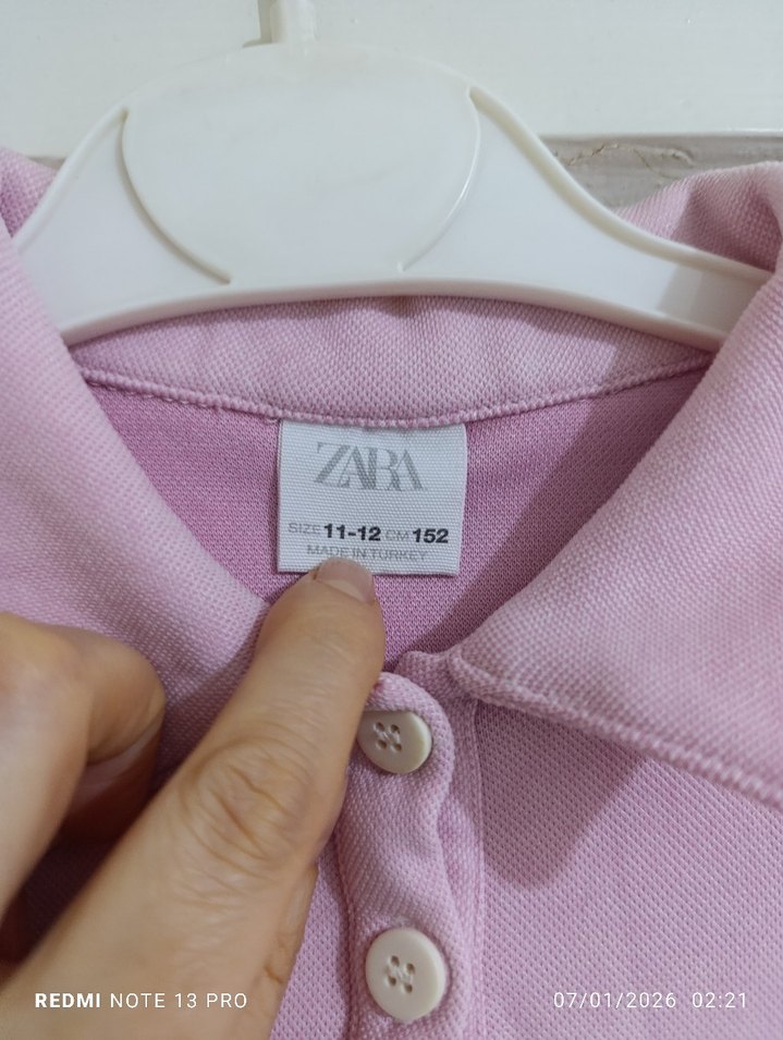Kız Çocuk Pembe Polo Yaka Tişört Elbise - Görsel 2