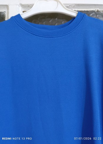 Mavi Kısa Kollu Salaş Uzun Elbise - Görsel 4