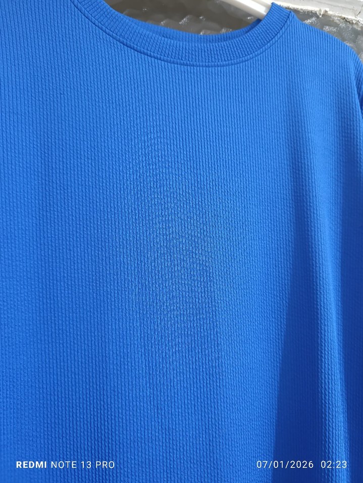 Mavi Kısa Kollu Salaş Uzun Elbise - Görsel 5