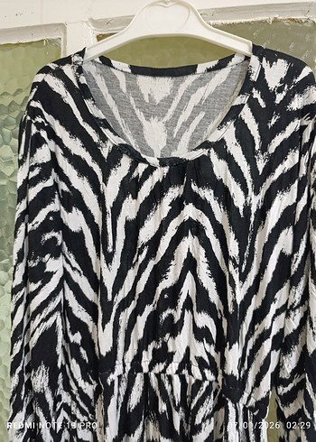 Zebra Desenli Uzun Bohem Elbise - Görsel 6