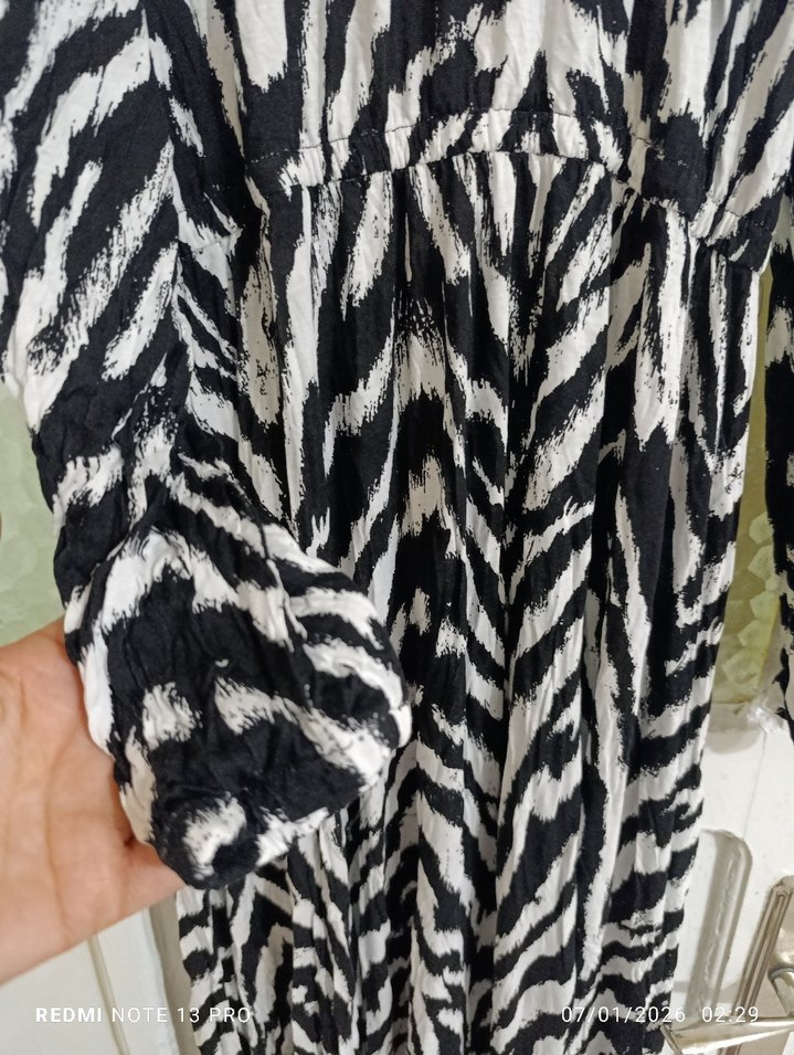 Zebra Desenli Uzun Bohem Elbise - Görsel 5