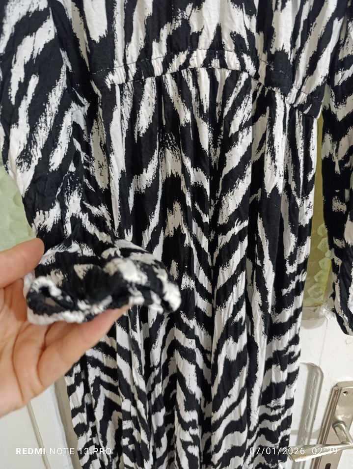 Zebra Desenli Uzun Bohem Elbise - Görsel 4