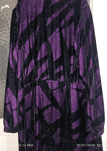 Mor Uzun Kollu yöresel Kadın Abiye Elbise - Görsel 6