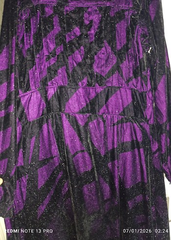 Mor Uzun Kollu yöresel Kadın Abiye Elbise - Görsel 2