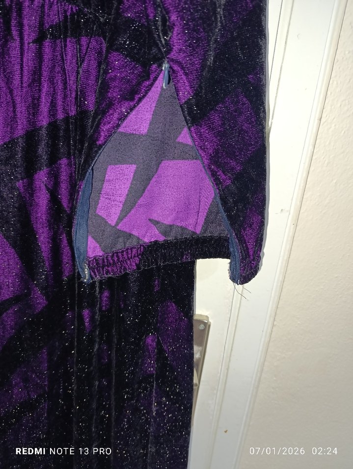 Mor Uzun Kollu yöresel Kadın Abiye Elbise - Görsel 4