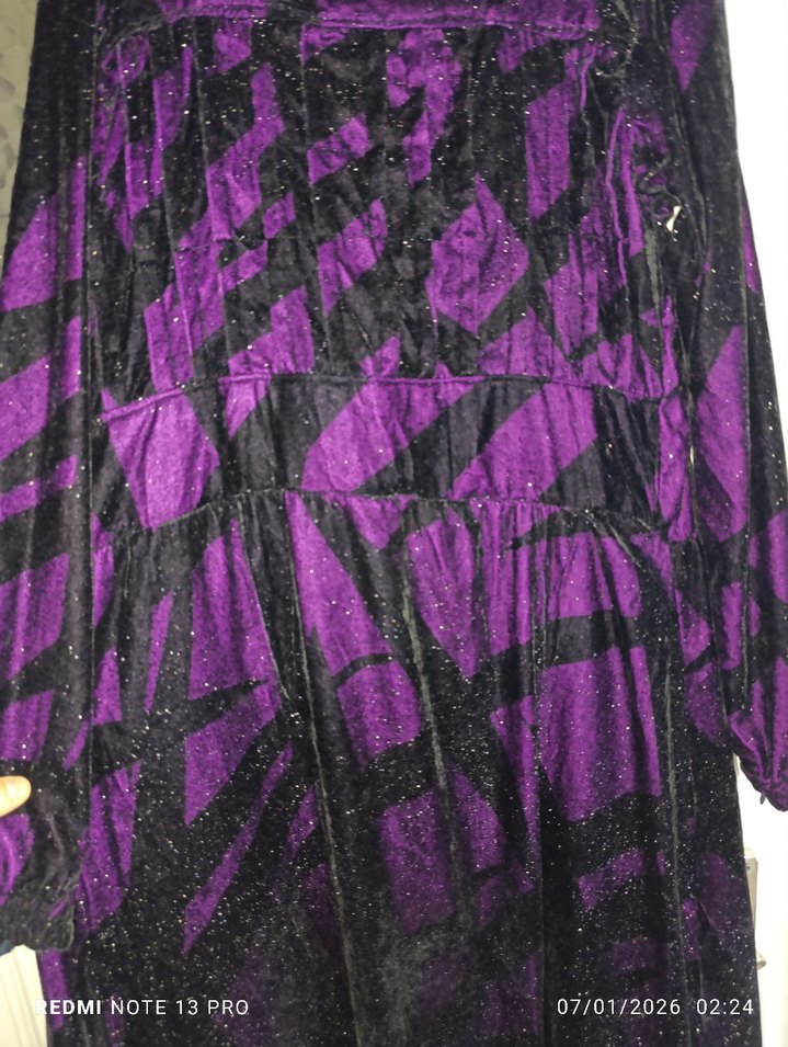 Mor Uzun Kollu yöresel Kadın Abiye Elbise - Görsel 2