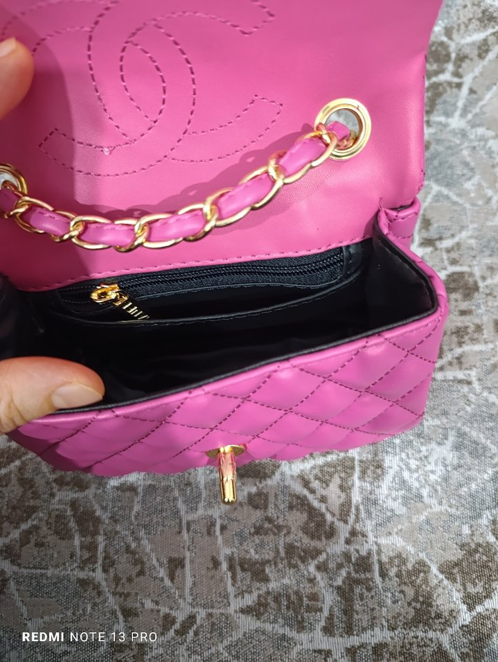 Chanel Pembe Deri Kadın Çanta - Görsel 3