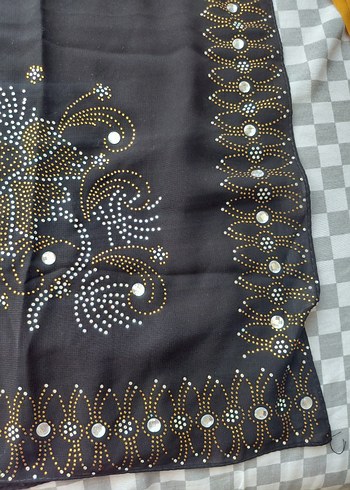 Kadın Parlak Payetli Altın Renk Şal - Görsel 2