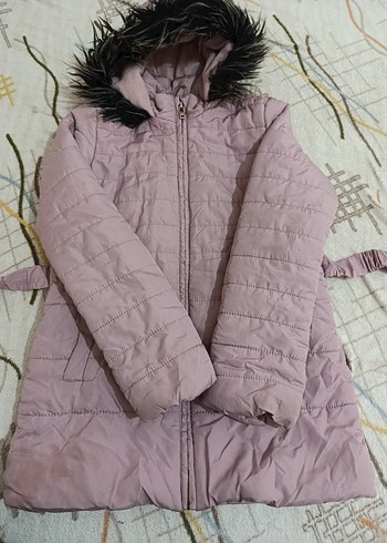 LC Waikiki Kız Çocuk Pembe Kürk Detaylı Uzun Kışlık Mont