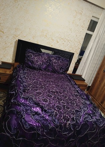 Mor Nakışlı Yatak Örtüsü - Görsel 3