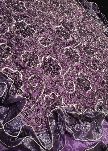 Mor Nakışlı Yatak Örtüsü - Görsel 4