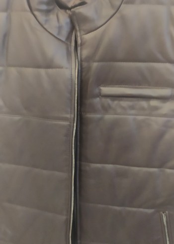 Deri Erkek Biker Yelek, Kahverengi, Fermuarlı Gerçek Deri Yelek - Görsel 5