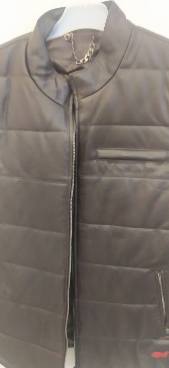 Deri Erkek Biker Yelek, Kahverengi, Fermuarlı Gerçek Deri Yelek - Görsel 5