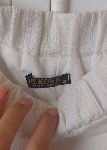 Kokosh Beyaz Kadın Keten Volanlı Mini Etek la sarta