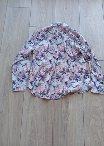 Mor Desenli Uzun Kollu Gömlek - Görsel 2